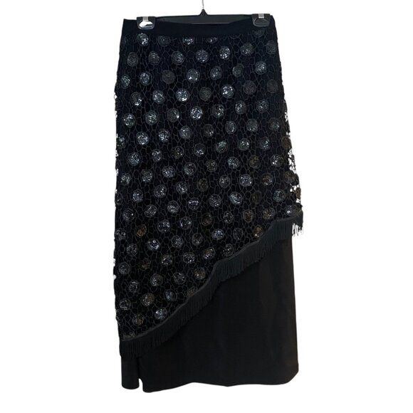 St Anthony Sacari Midi Crochet Sequin Overlay Fringe Skirt - Picture 12 of 13